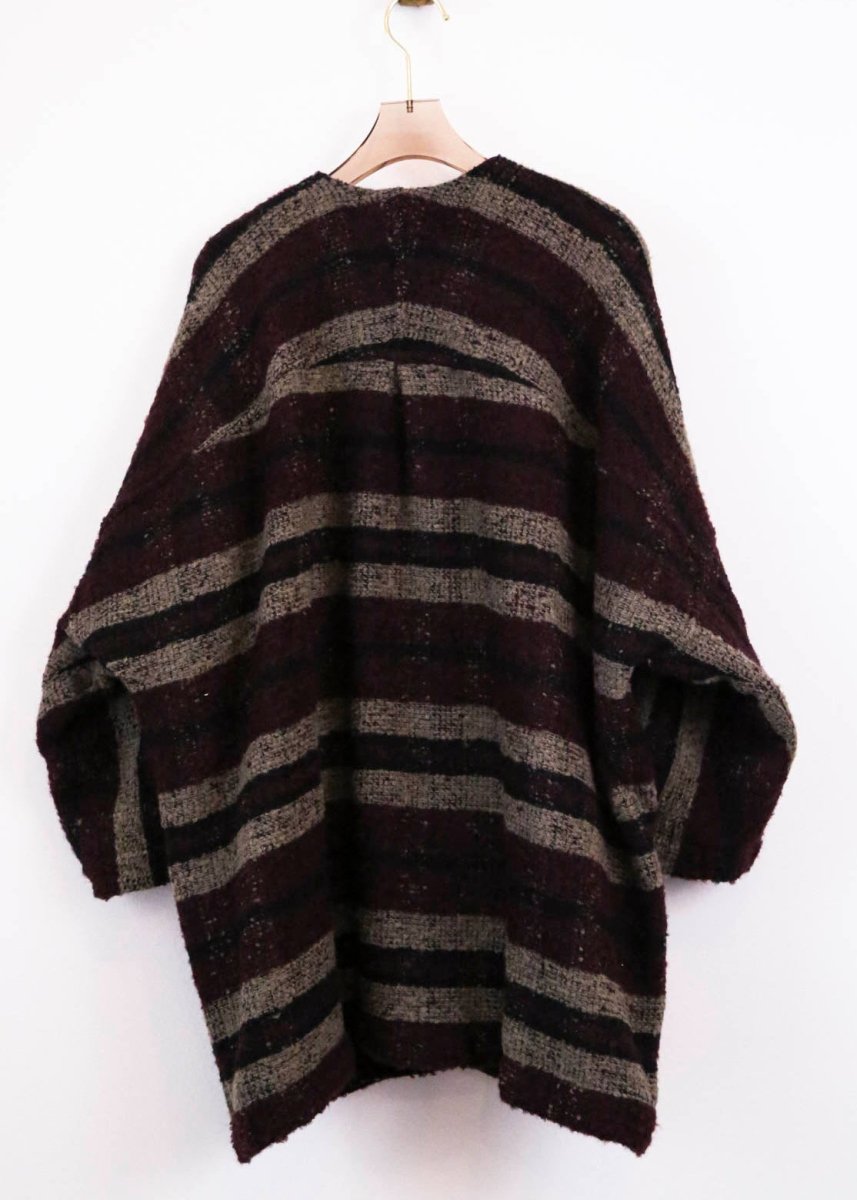 Burgundy, Black and Mist Striped Wool Chore Jacket - Made X Hudson