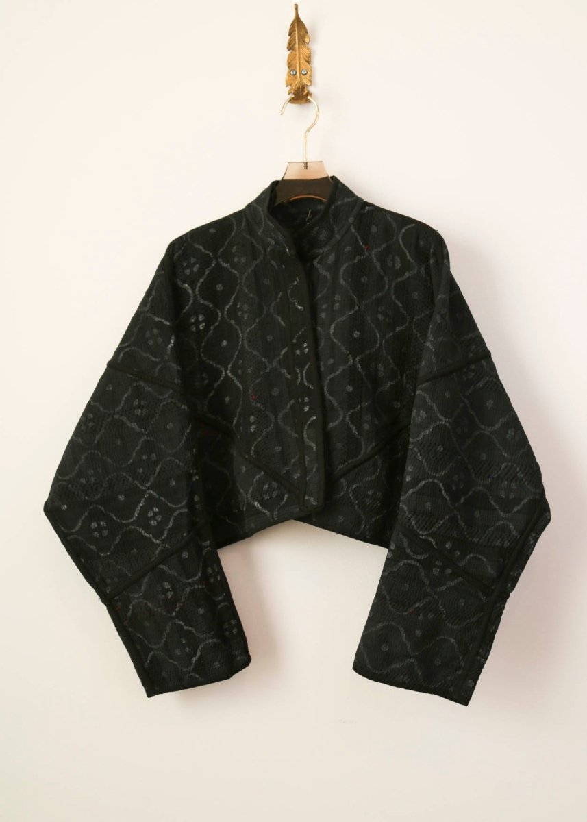 Reversible Kaira Quilted Cropped Jacket in Colors Cinder and Granite - Made X Hudson