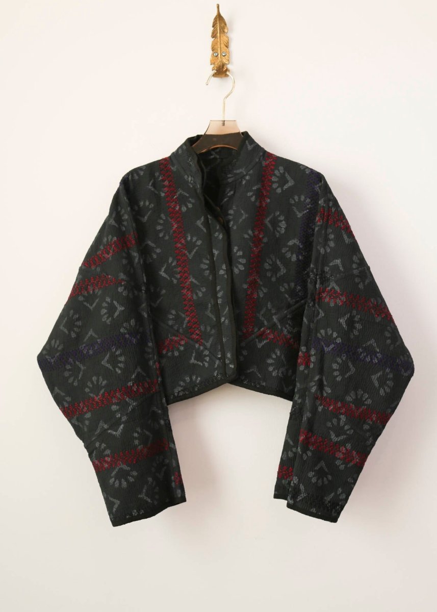 Reversible Kaira Quilted Cropped Jacket in Colors Cinder and Granite - Made X Hudson