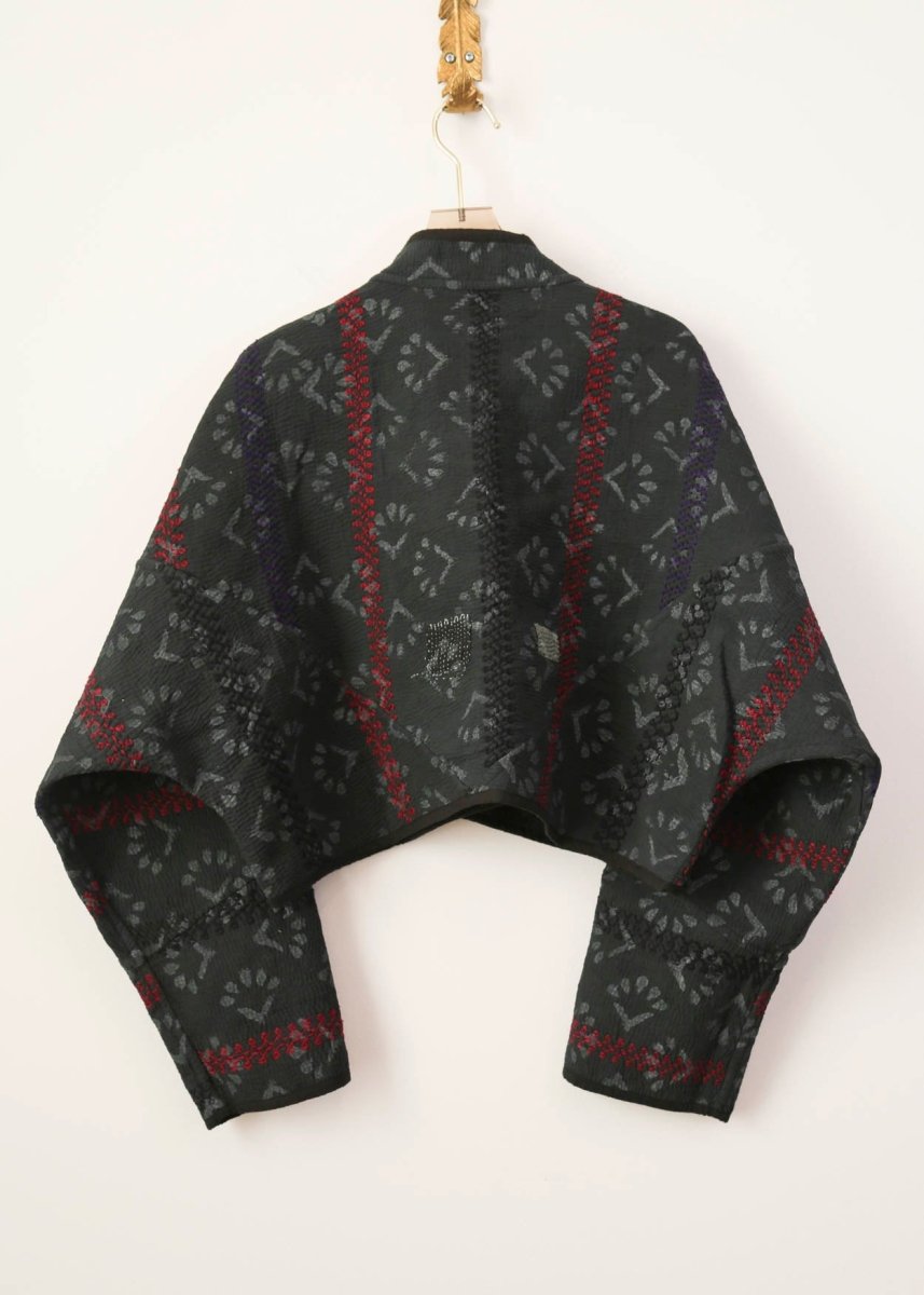 Reversible Kaira Quilted Cropped Jacket in Colors Cinder and Granite - Made X Hudson