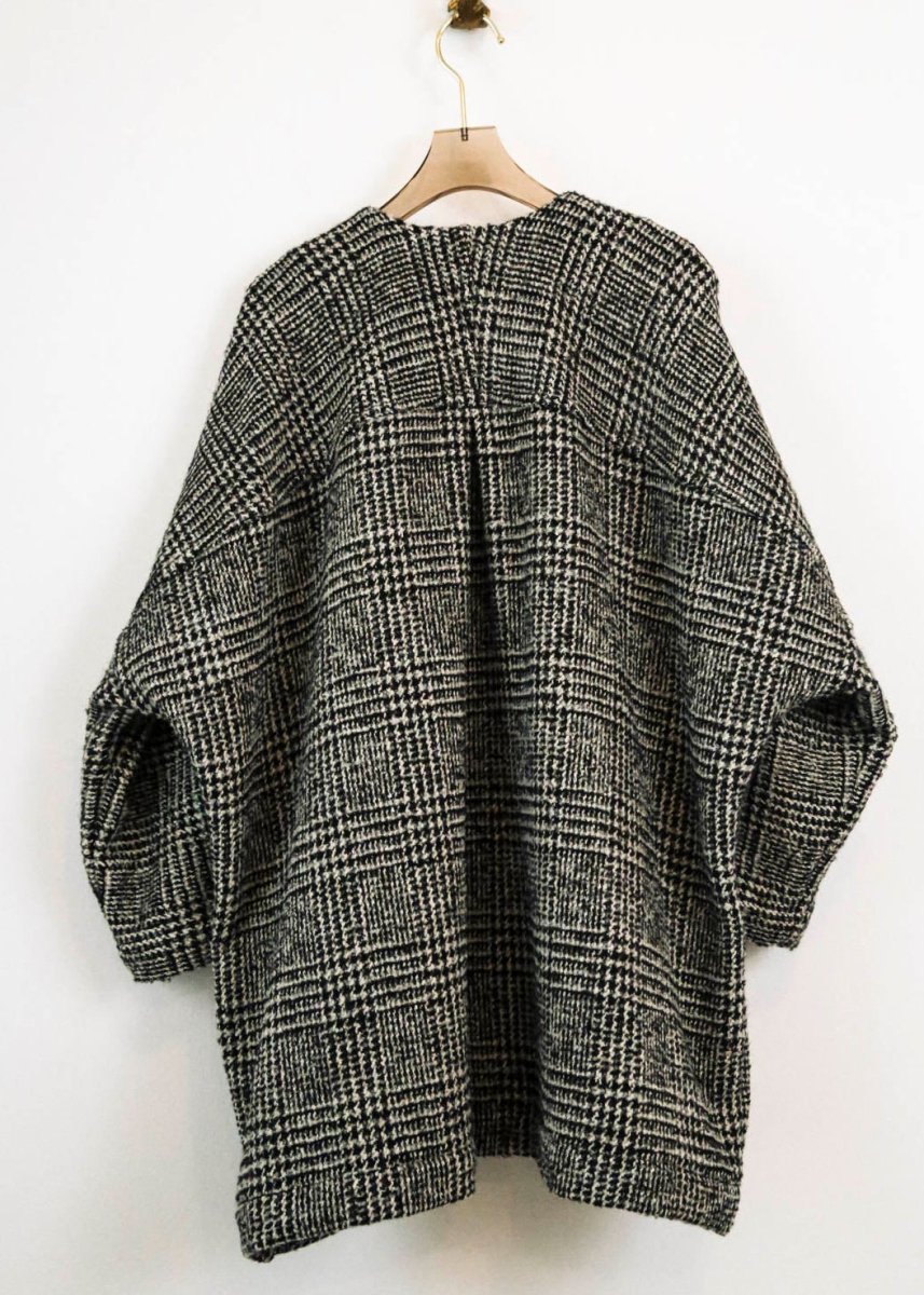 Black and White Houndstooth Wool Chore Jacket - Made X Hudson