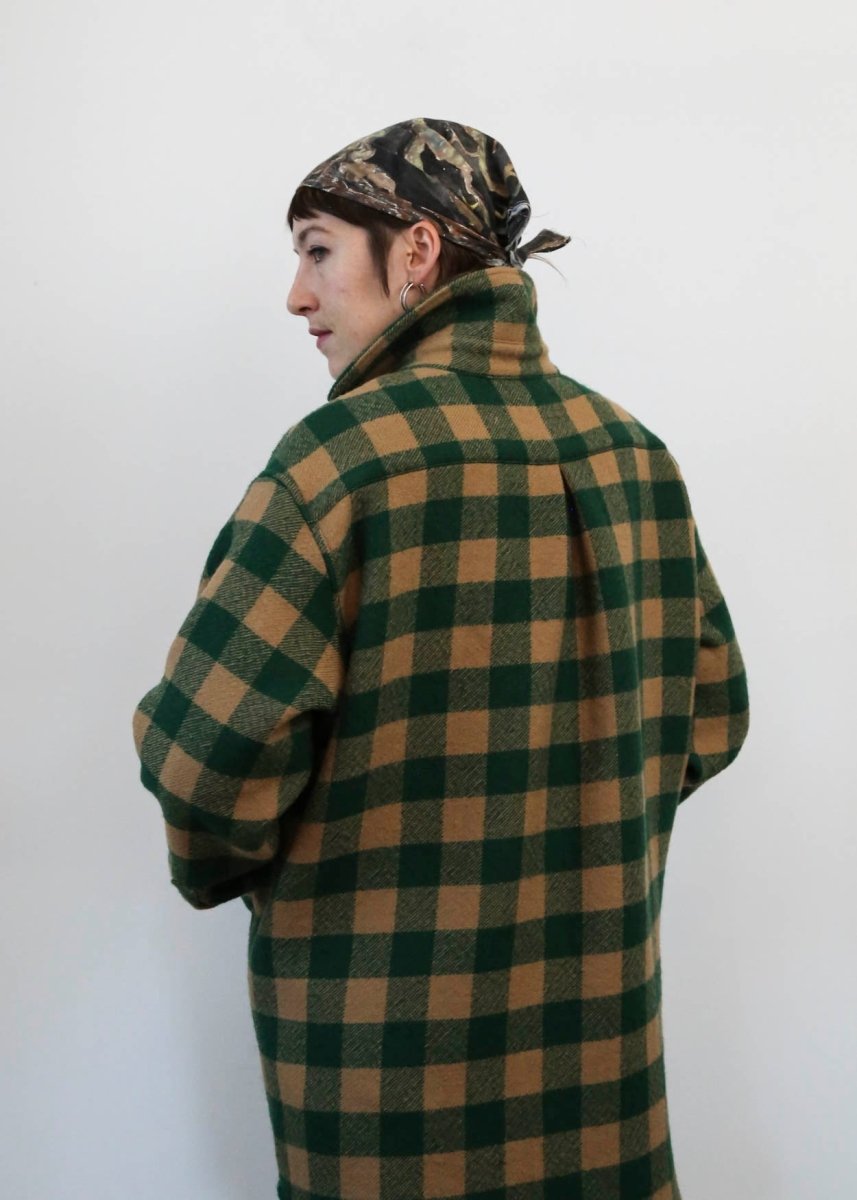 Utility Jacket in Green and Tan Plaid Wool - Made X Hudson