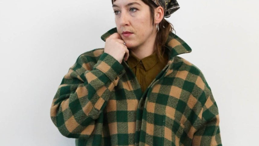 Utility Jacket in Green and Tan Plaid Wool - Made X Hudson