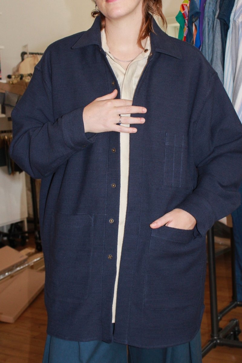 Utility Shirt Jacket in Navy Blue - Made X Hudson