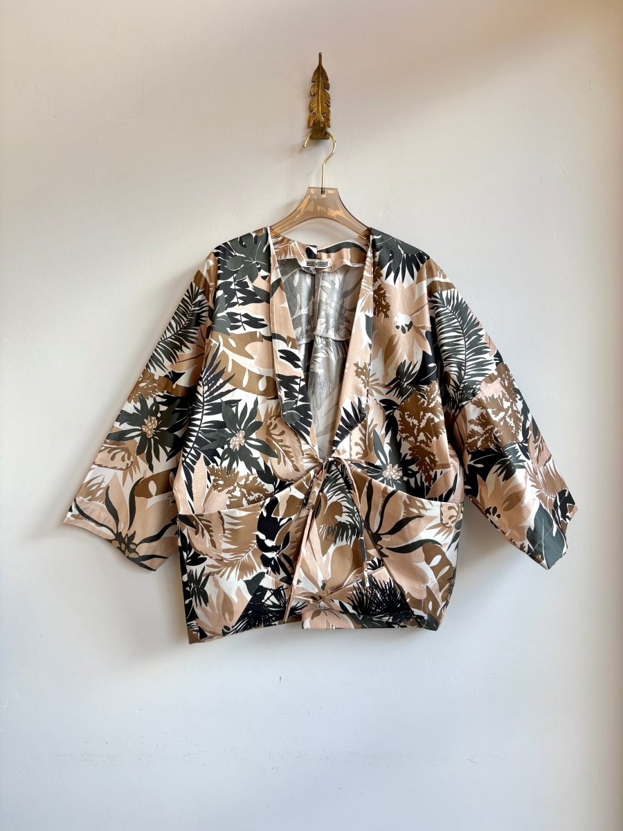 Novelty Tropical Print Chore Jacket in Blush, Black, & White - Made X Hudson
