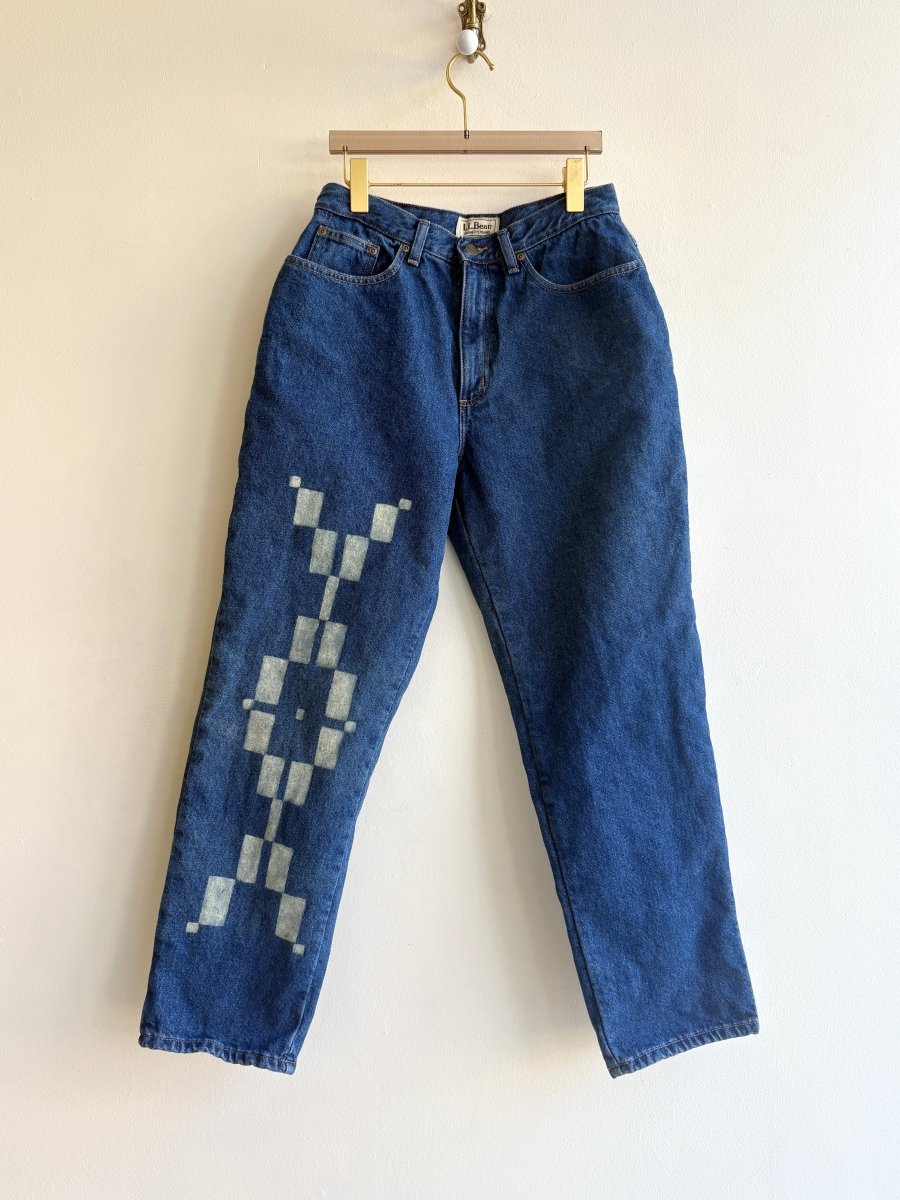 Overshot Woven Pattern in Cream on Cotton Lined Denim | Hand Painted (Reworked) - Made X Hudson