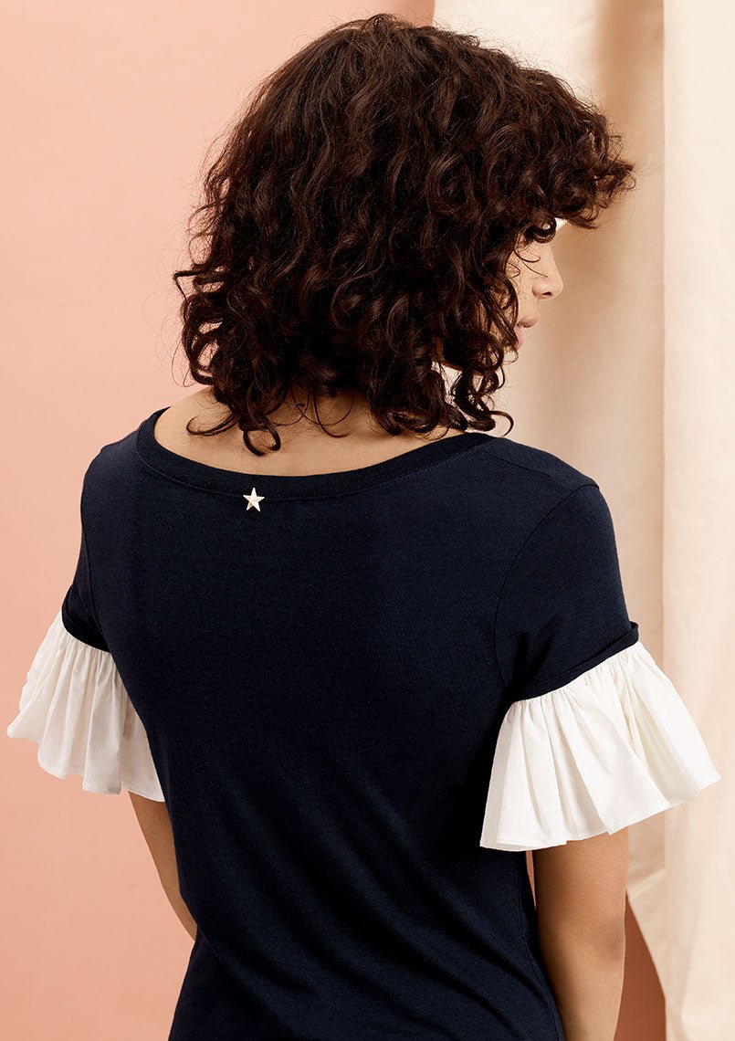 Ruffle Cotton Sleeve T-Shirt Dress