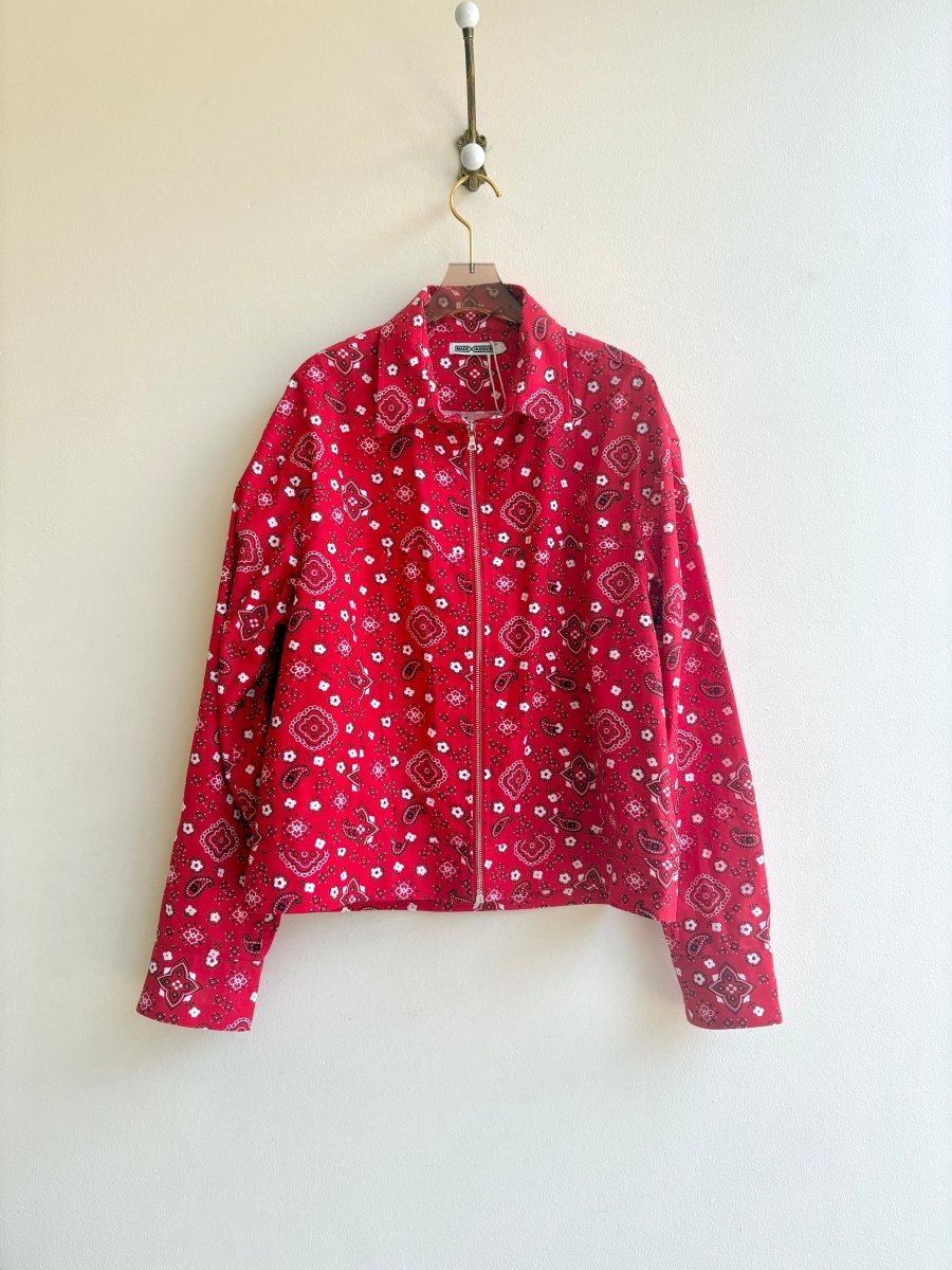 Red Bandana Print Zip - Up Leisure Jacket - Made X Hudson