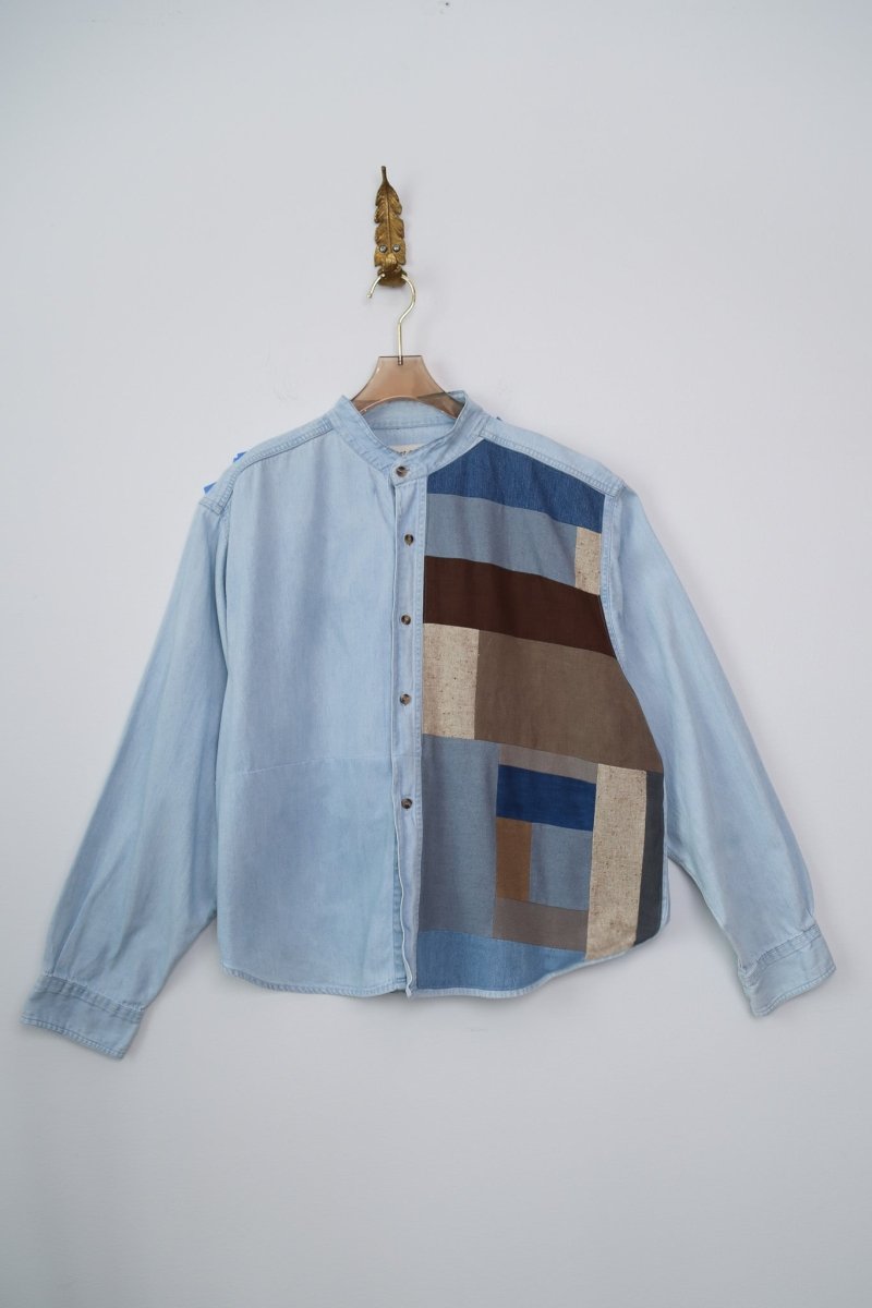Light Denim and Oak Tree | Patchwork Button Down (Reworked) - Made X Hudson