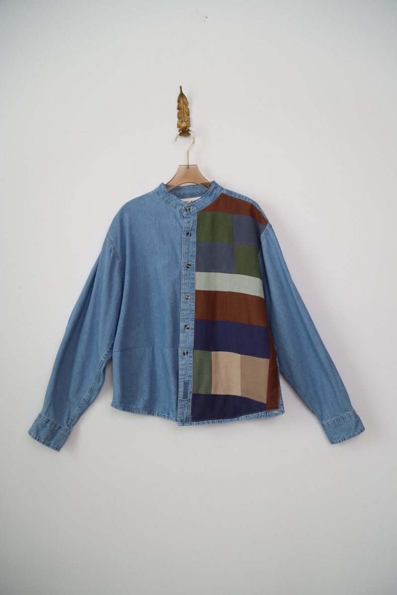 Mid-Blue Denim and Cool Autumn | Patchwork Button Down (Reworked) - Made X Hudson