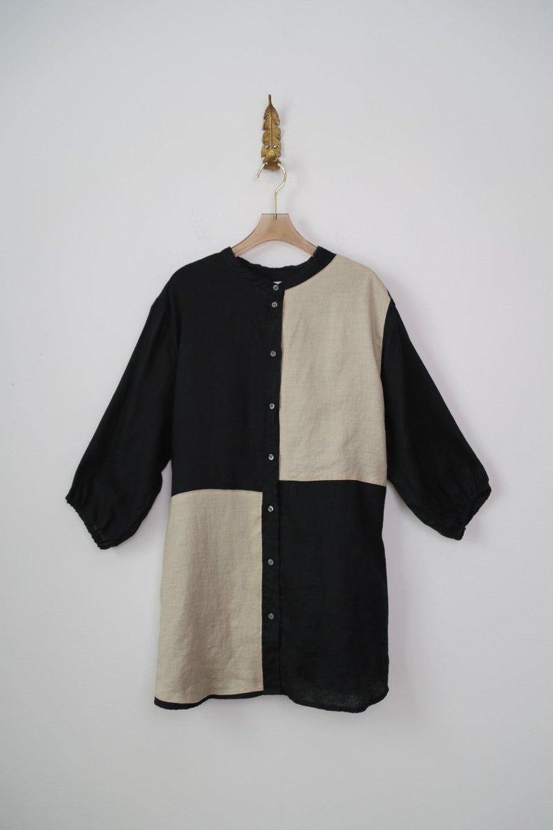 Cinder and Pearl | Patchwork Gather Sleeve Shirt Dress (Reworked) - Made X Hudson