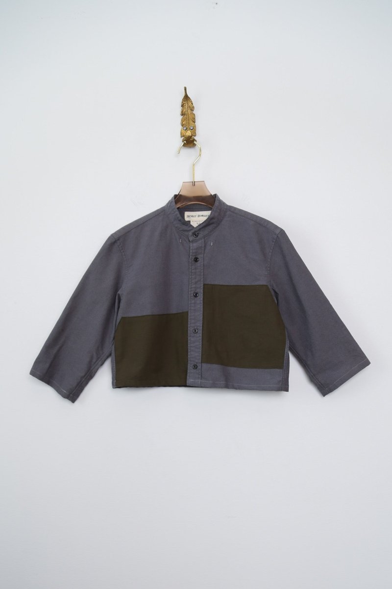Black Sesame and Pine | Color Block Cropped Button Down (Reworked) - Made X Hudson