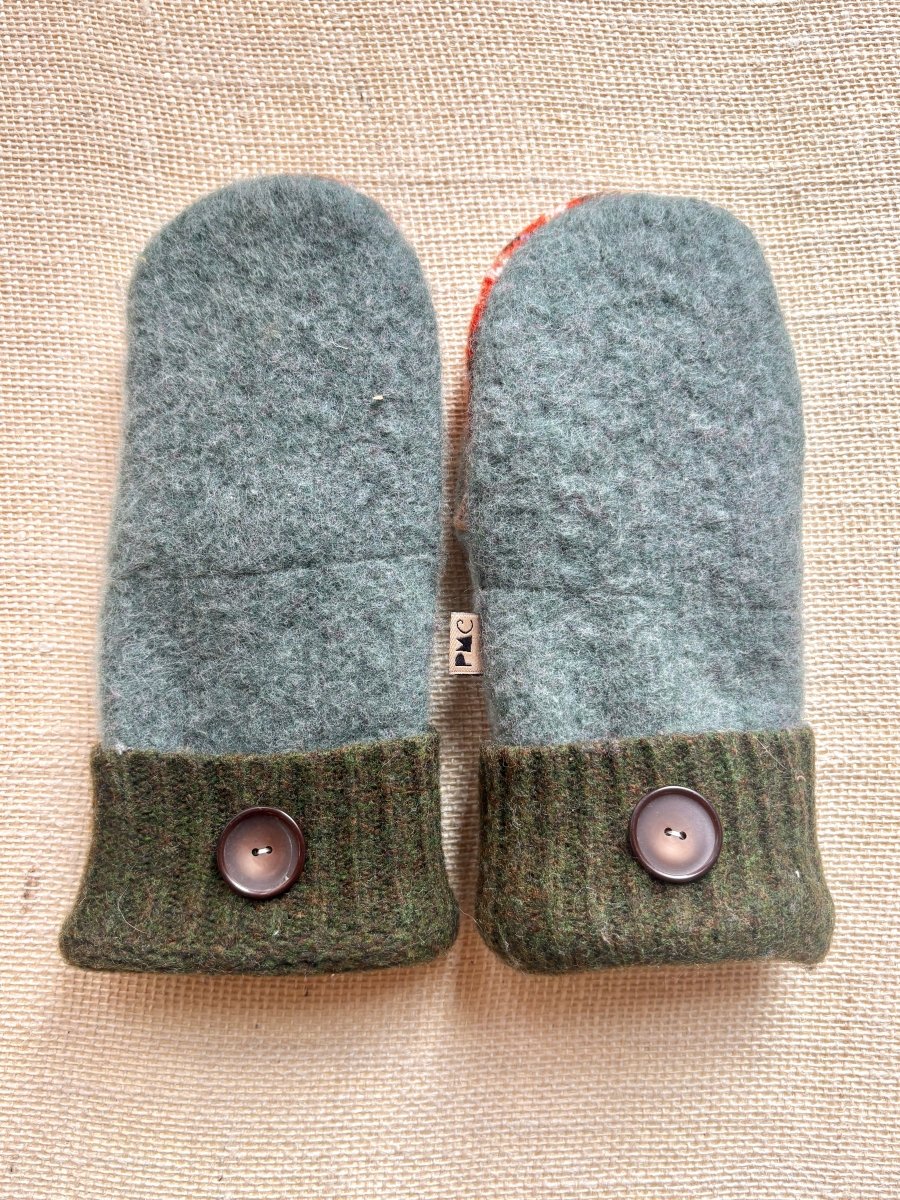 Sage, Fall Mix, Sky Blue Wool Mittens - Made X Hudson