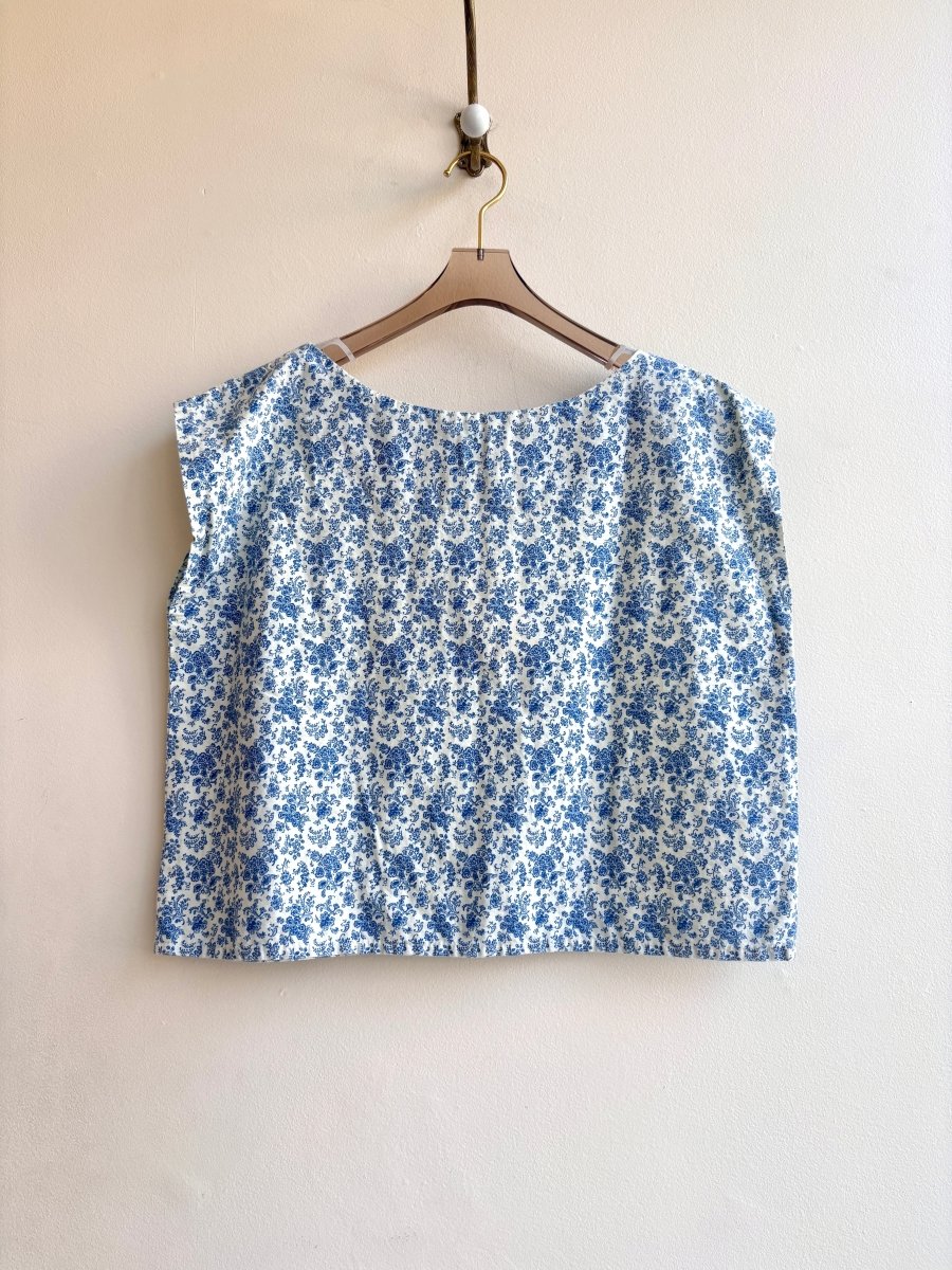 Sapphire Blue Floral Printed Box Top - Made X Hudson