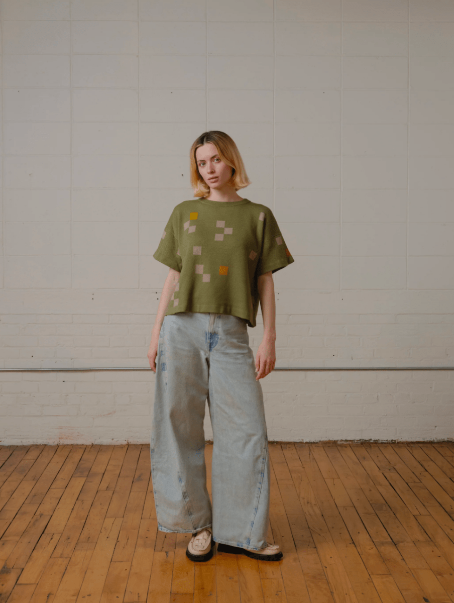 Albers Short Sleeve Sweater Tee Olivine - Made X Hudson