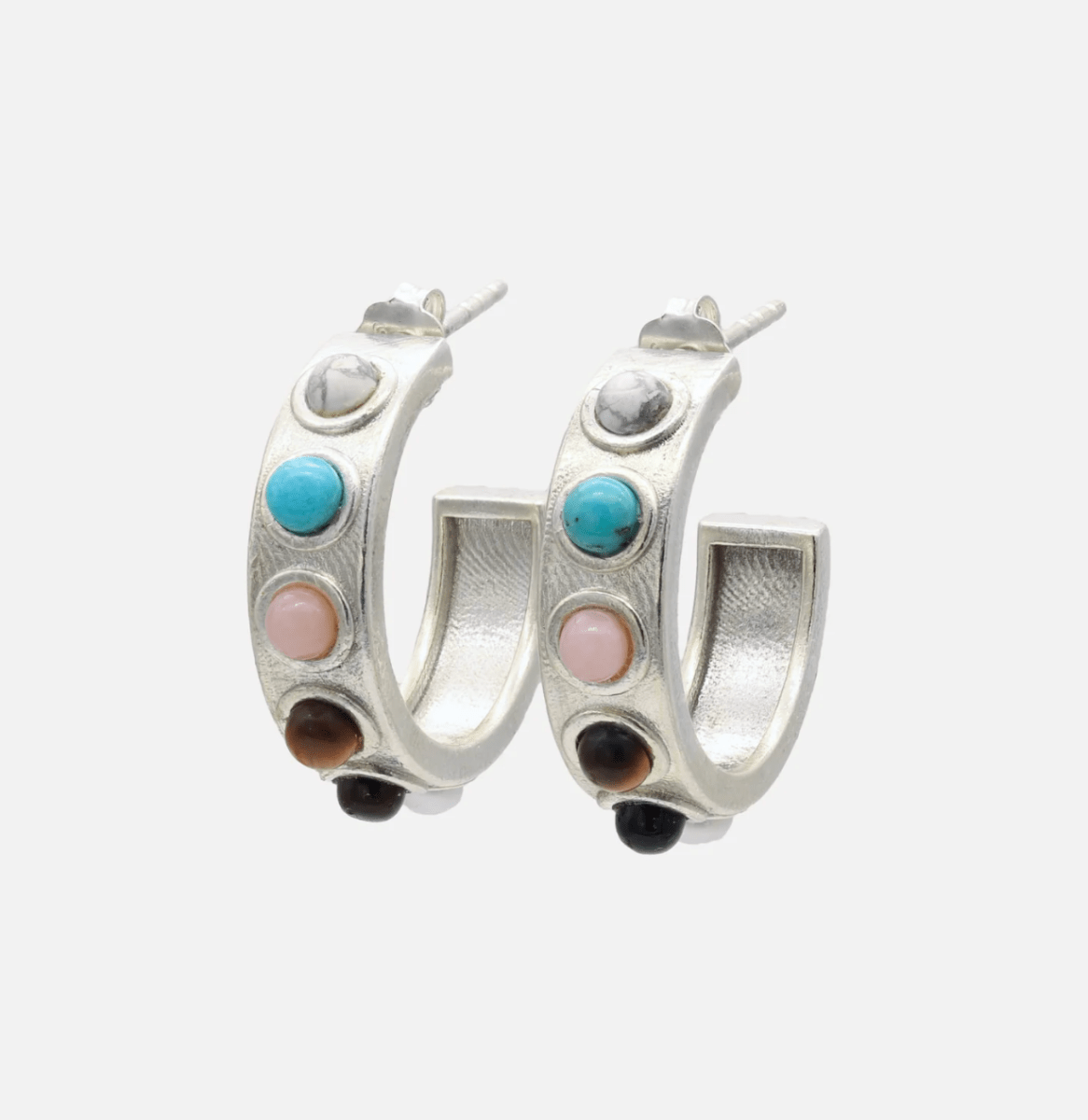Delphi Hoop Multicolor Stones in Silver - Made X Hudson