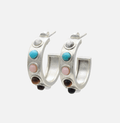 Delphi Hoop Multicolor Stones in Silver - Made X Hudson
