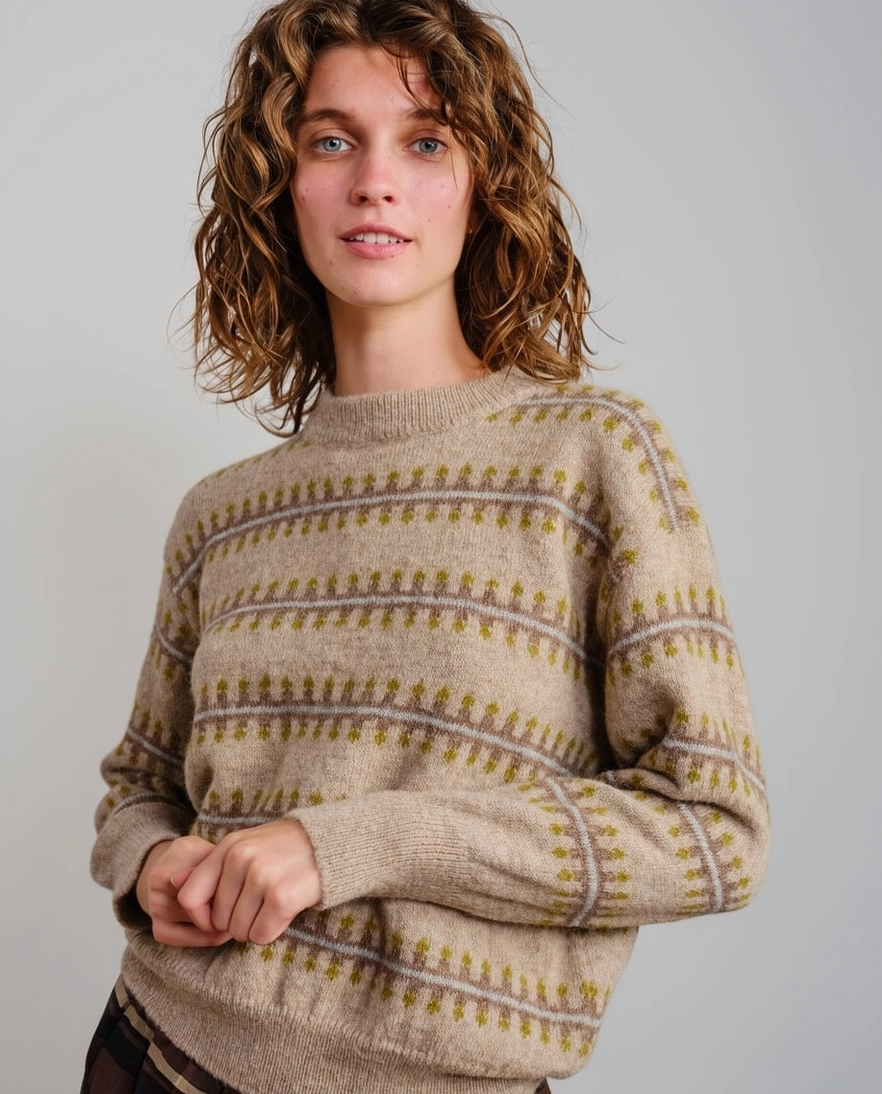 Fawn | Vera Fairisle Crew Sweater (Multiple Sizes)
