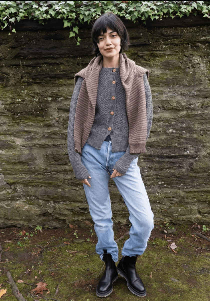 Stone Grey Wool Cardigan Sweater