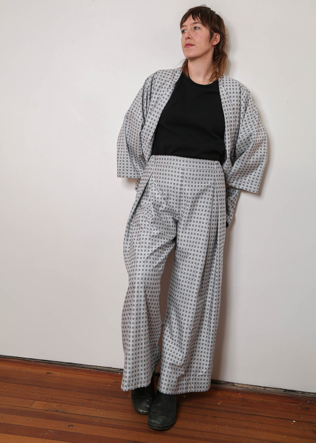 The Arlo Pant in Silver Grid