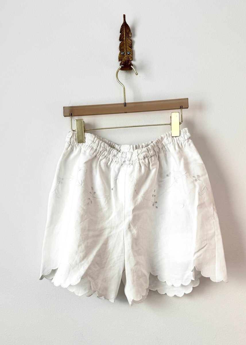 Snow Drop White Scalloped Town Shorts - Made X Hudson