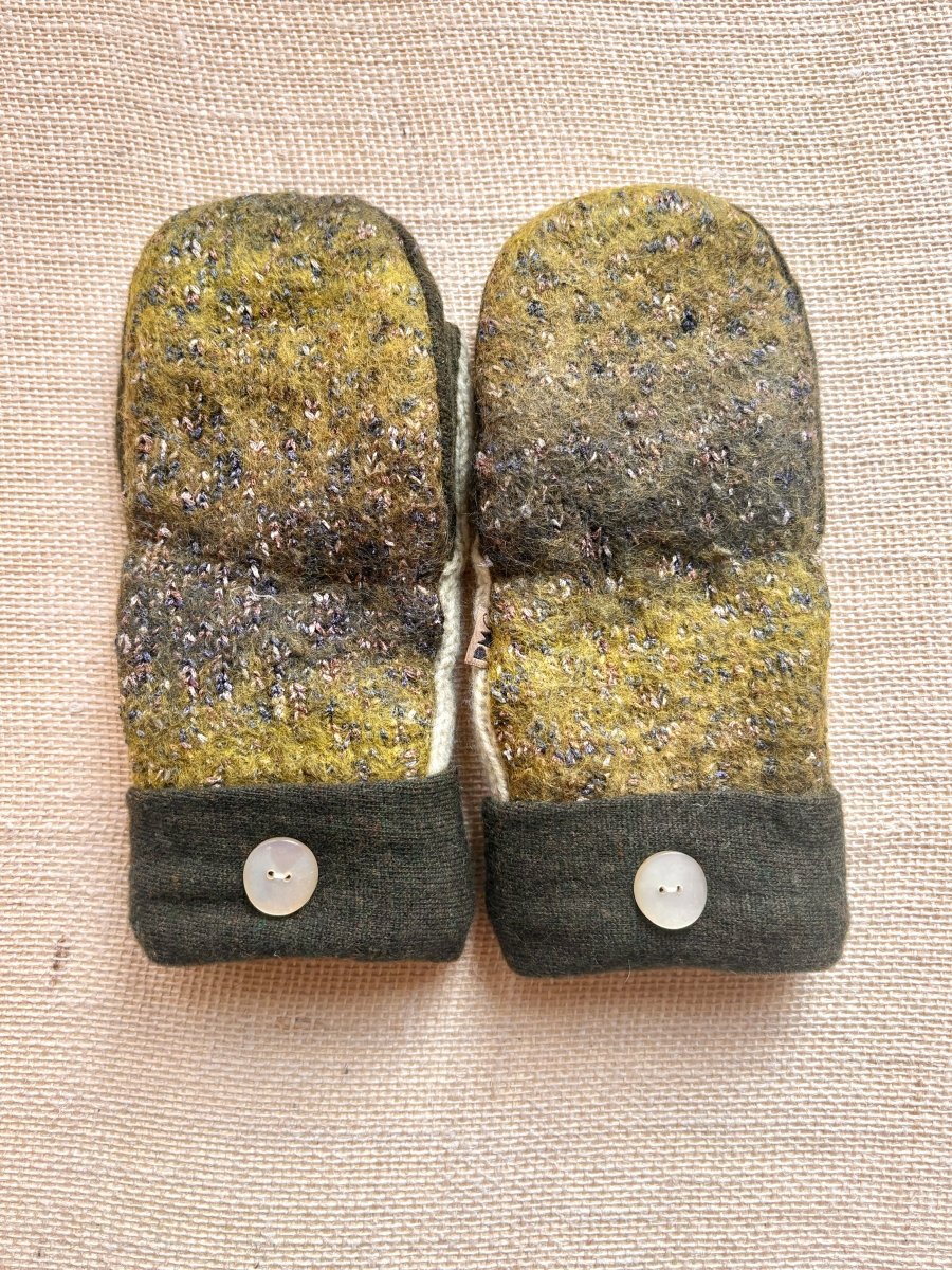 Spring Tonal, Forest, Cream Wool Mittens - Made X Hudson
