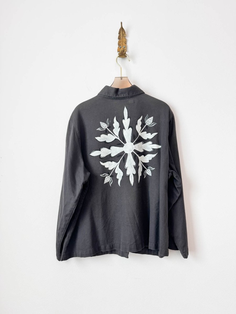 Strawberry Crest Folk Motif Crop Jacket | Hand Painted (Reworked) - Made X Hudson