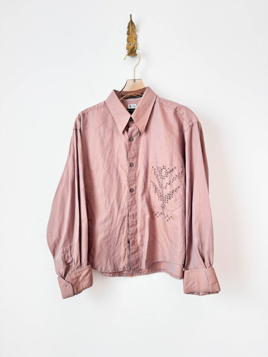 Cross Stitch Split Tone Button Down | Hand Painted (Reworked) - Made X Hudson