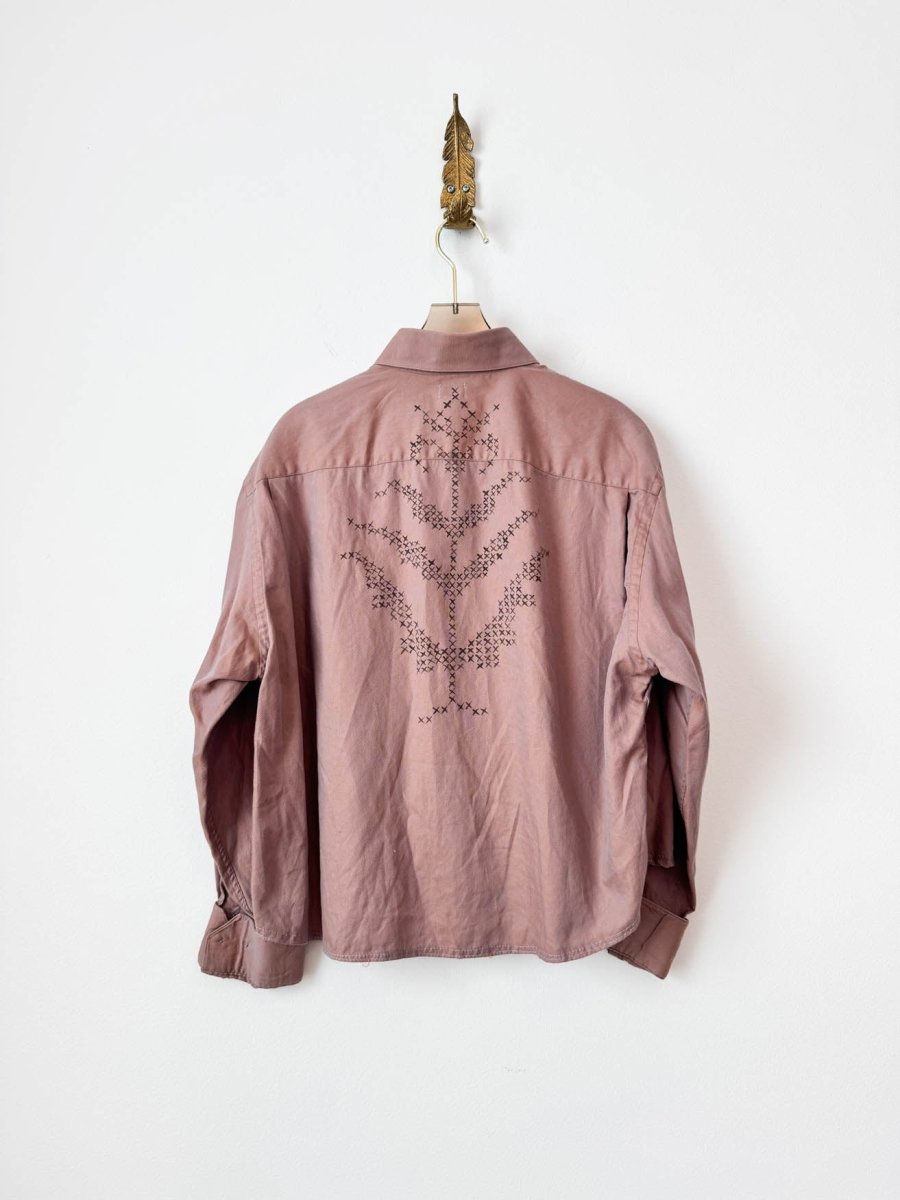 Cross Stitch Split Tone Button Down | Hand Painted (Reworked) - Made X Hudson