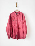 Red Maple Tree Folk Motif Button Down | Hand Painted (Reworked) - Made X Hudson