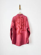 Red Maple Tree Folk Motif Button Down | Hand Painted (Reworked) - Made X Hudson