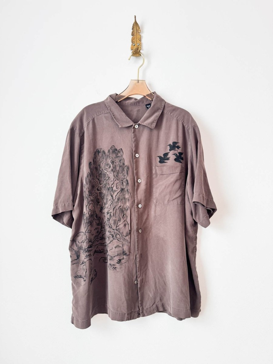 Dark Mauve Willow Tree Button Down | Hand Painted (Reworked) - Made X Hudson