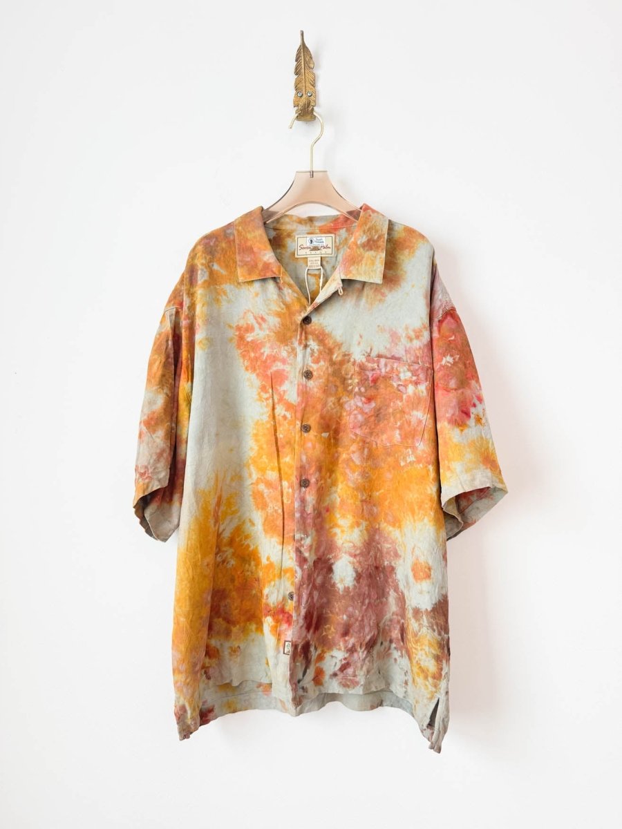 Sage Jasper Silk Short Sleeve Button Down | Hand Dyed (Reworked) - Made X Hudson
