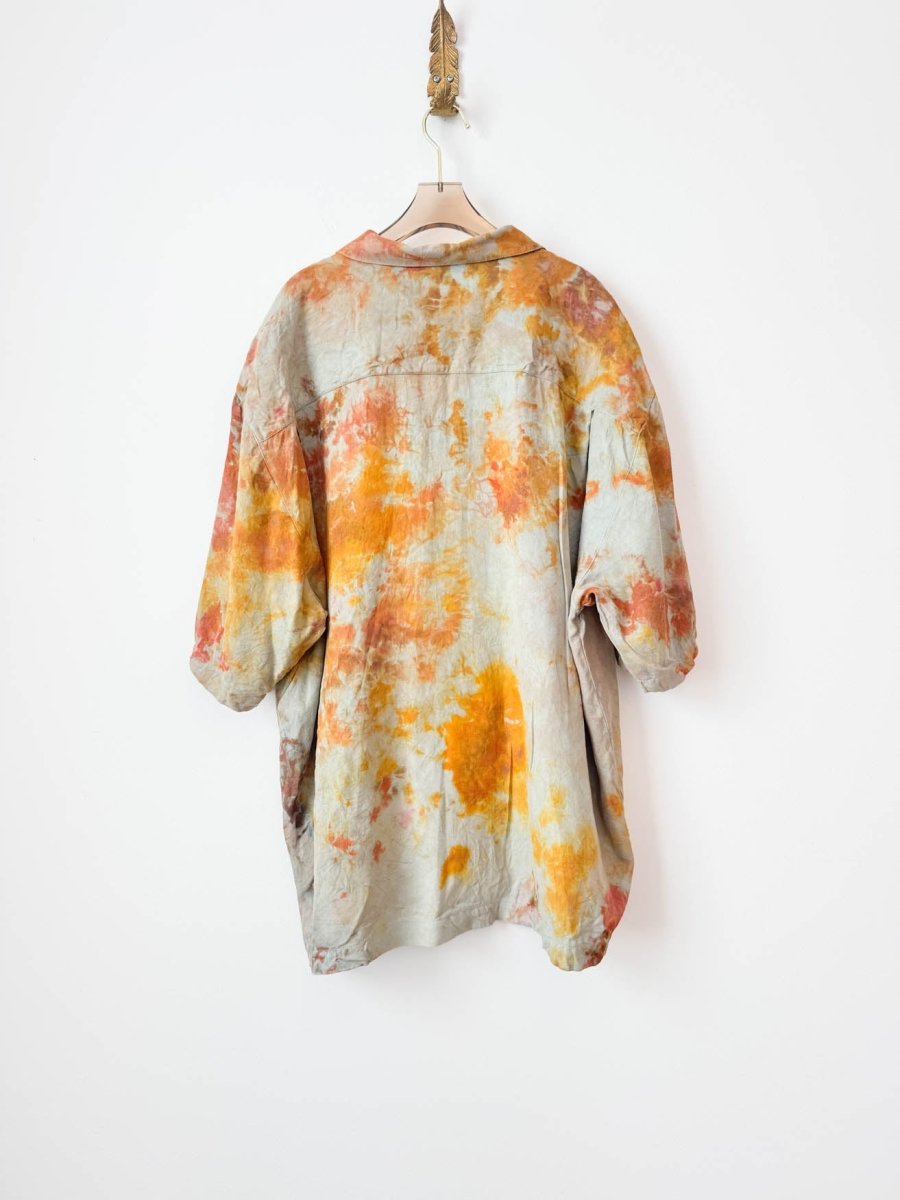 Sage Jasper Silk Short Sleeve Button Down | Hand Dyed (Reworked) - Made X Hudson