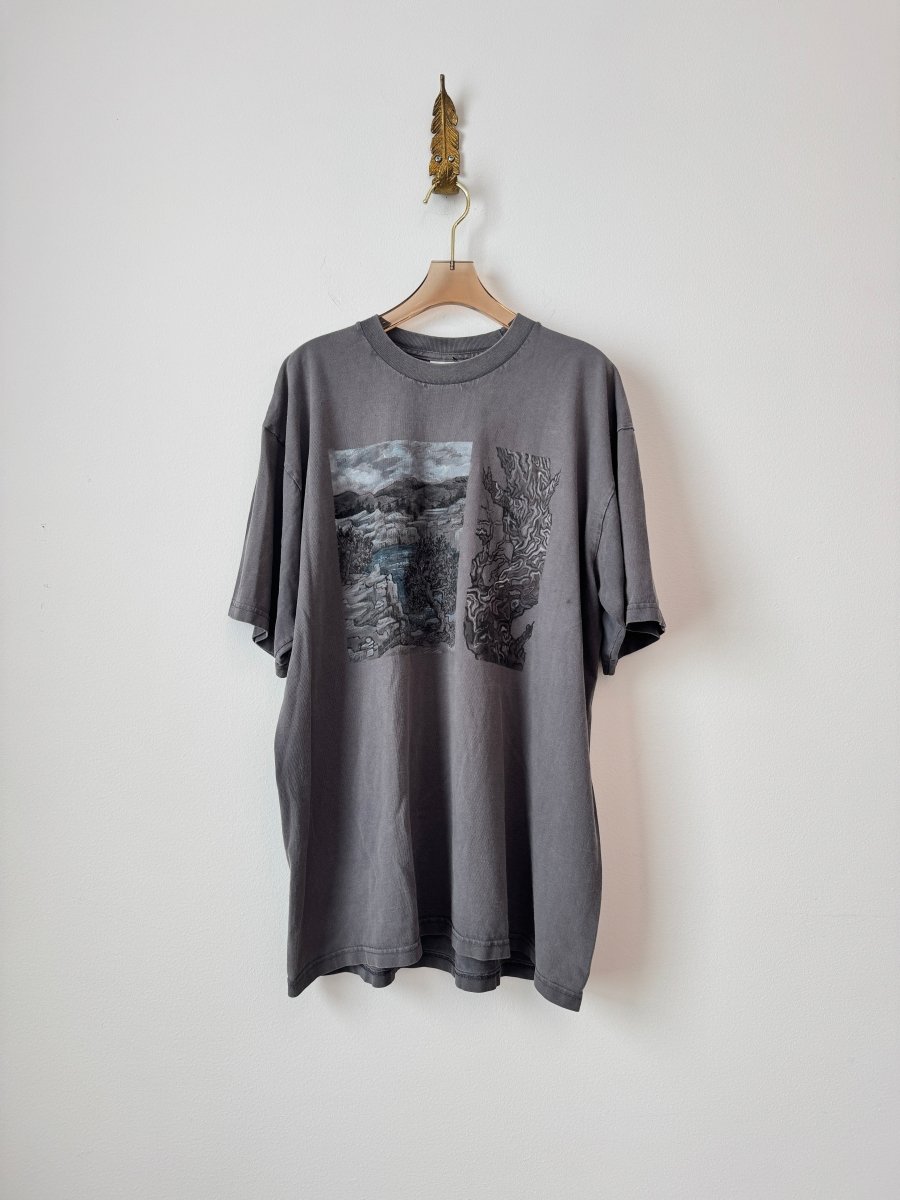 Mountain Lake Stone Grey Tee | Hand Painted (Reworked) - Made X Hudson