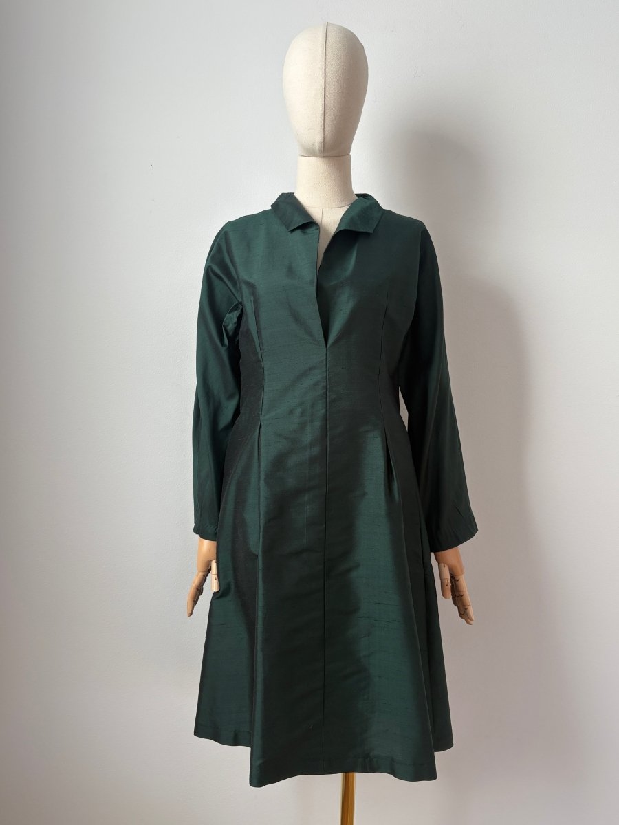 Ulrike Tunic in Emerald Silk Shantung - Made X Hudson
