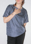 Union Top in Navy Dotted Silk - Made X Hudson