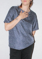 Union Top in Navy Dotted Silk - Made X Hudson