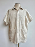 Utility Short Sleeve Shirt Snap Up in Natural Linen with Patch Pockets - Made X Hudson