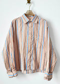 The Vale Shirt in White, Brown, Cadmium Red, and Sky Blue Stripe (Reworked) - Made X Hudson