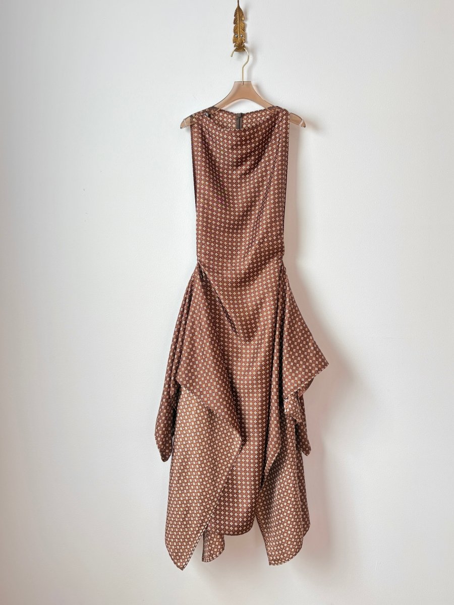 Zero - Waste Dress in Brown Floral Silk - Made X Hudson