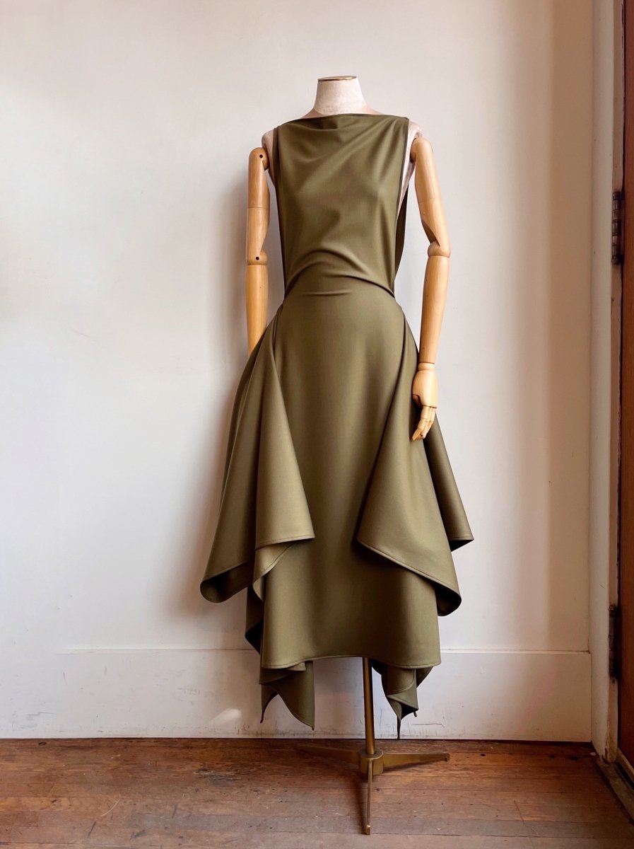 Zero - Waste Dress in Palmer Green Wool Blend - Made X Hudson