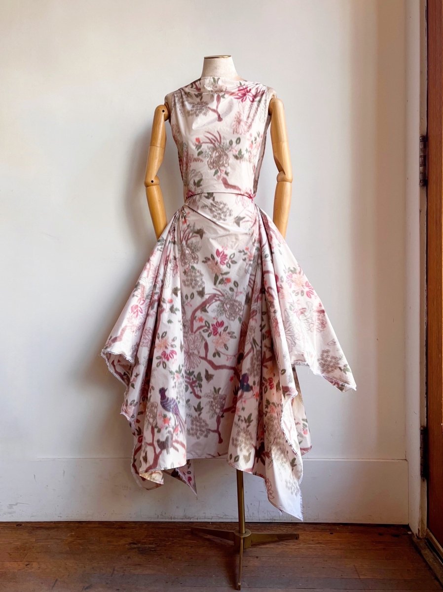 Zero - Waste Dress in Soft Haze Pheasant and Floral - Made X Hudson