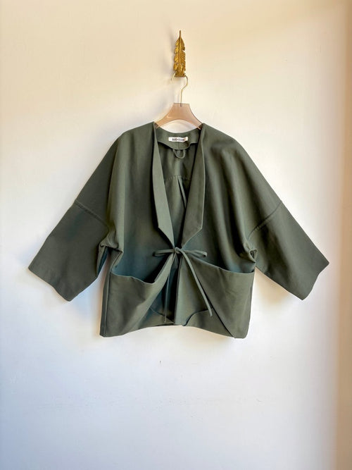 Army Green Cotton Canvas Chore Jacket - Made X Hudson