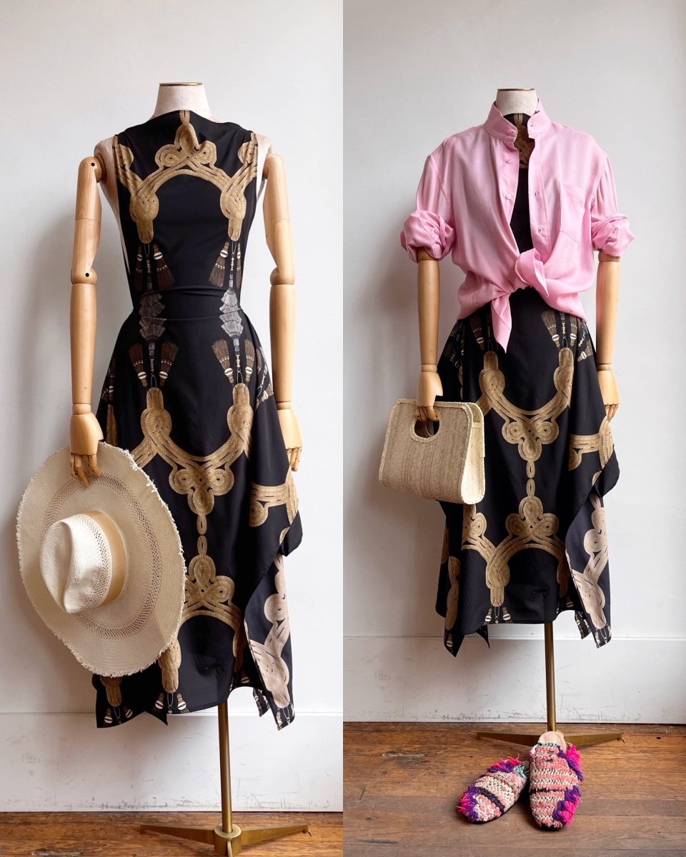 Zero - Waste Dress in Black Tassel Print - Made X Hudson