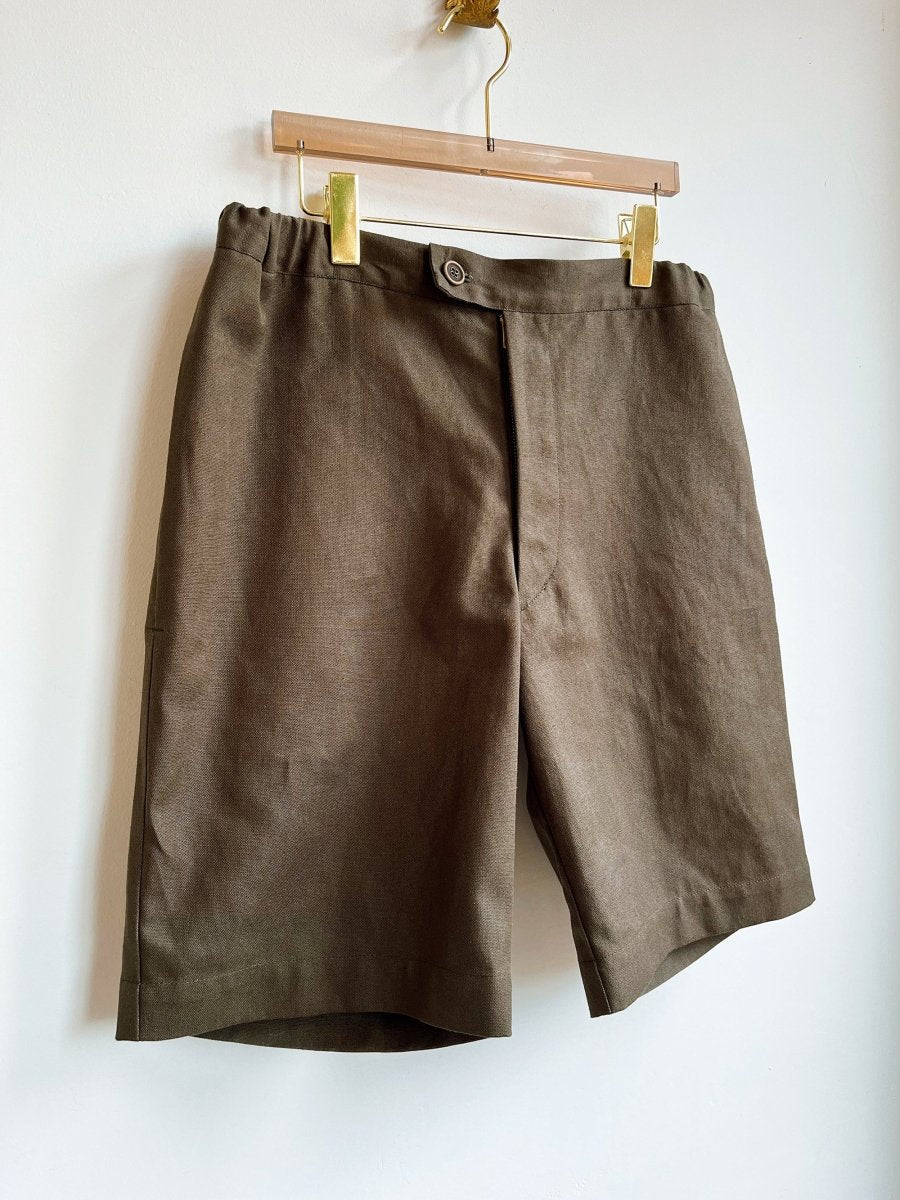 Bermuda Shorts in Moss Hemp - Cotton Canvas - Made X Hudson