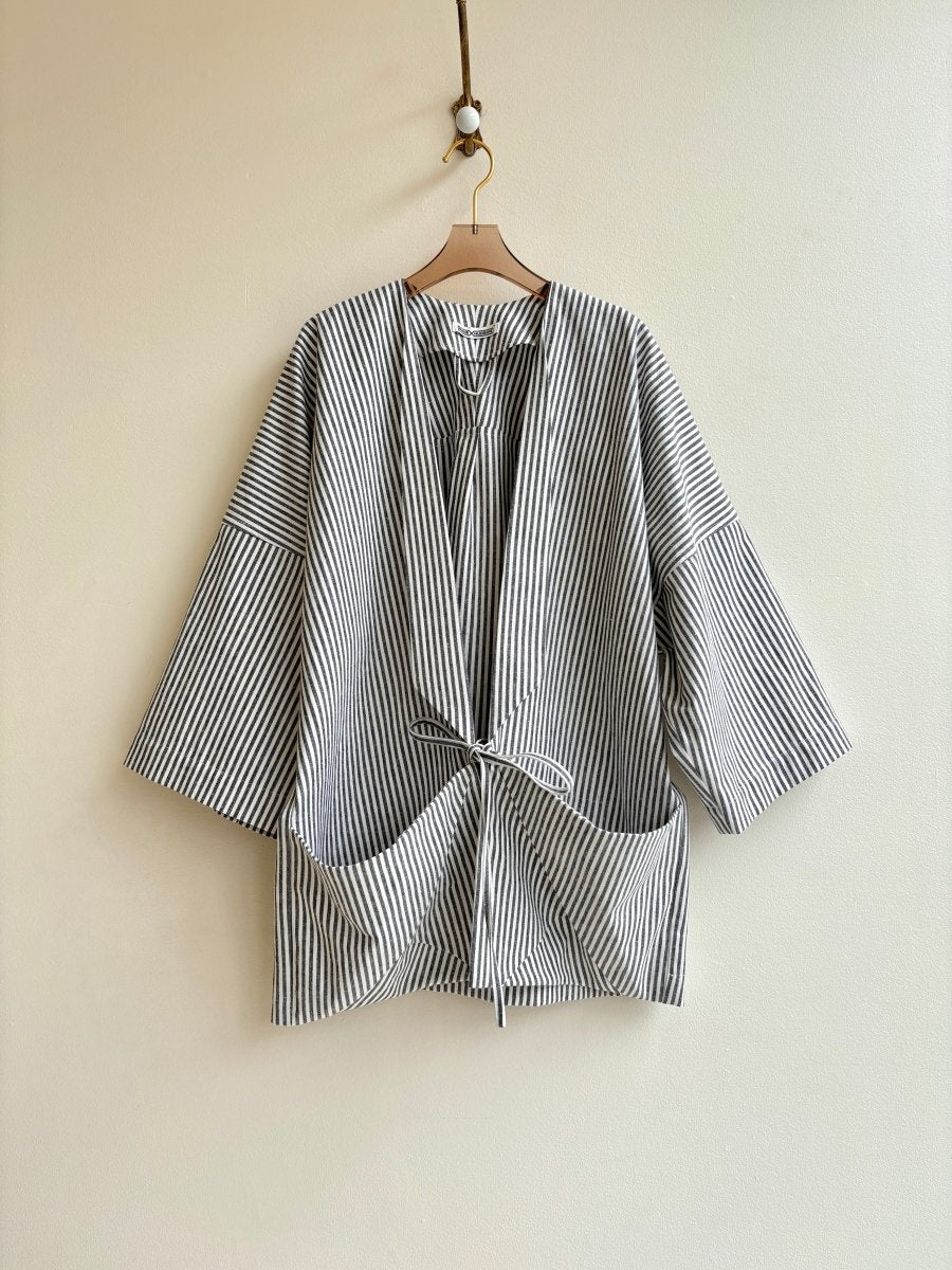 Black & White Striped Chore Jacket - Made X Hudson