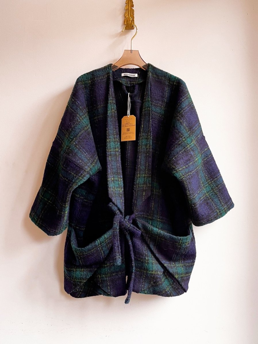 Green & Navy Plaid Wool Blend Chore Jacket - Made X Hudson