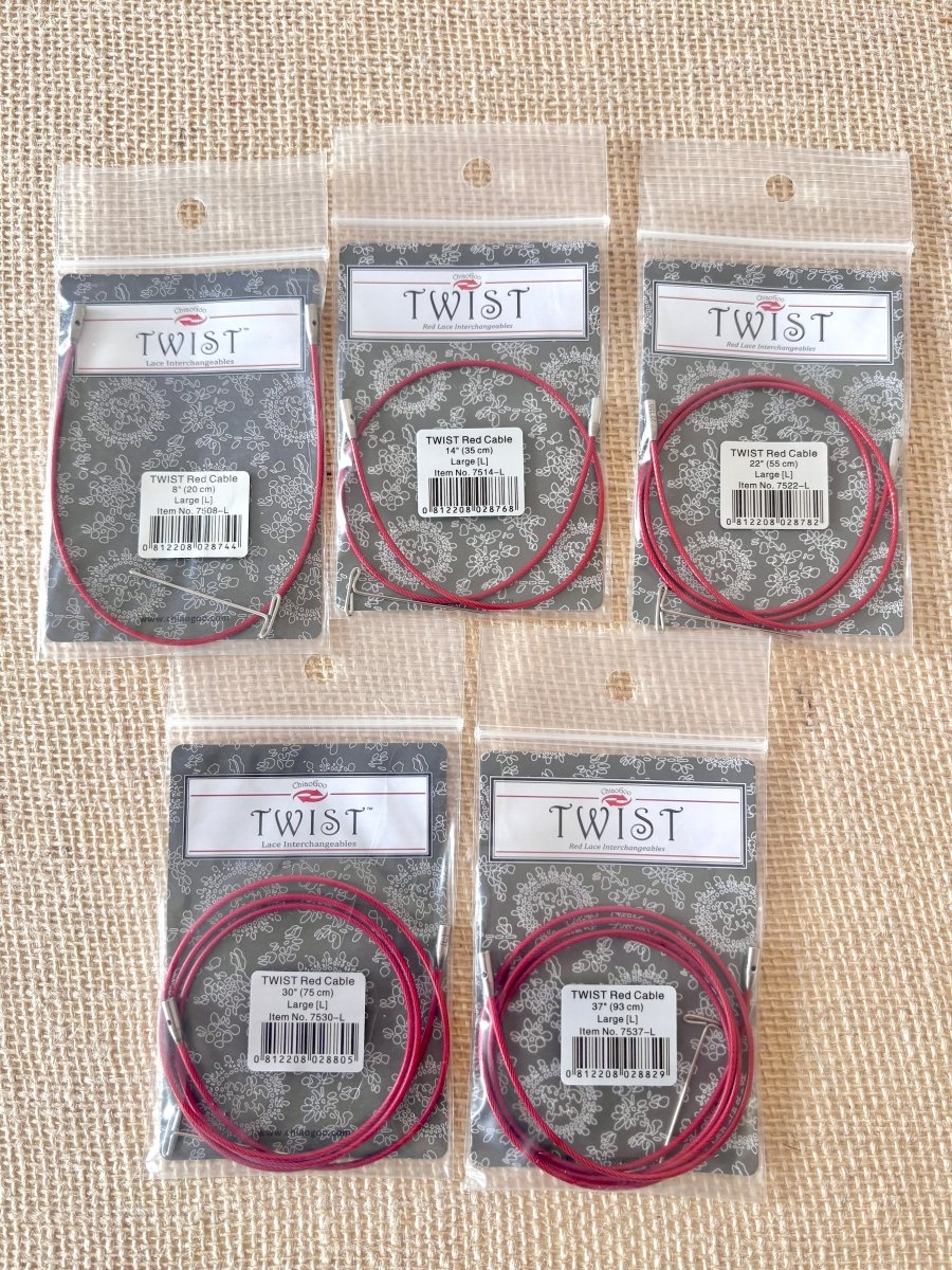 ChiaoGoo | Twist Lace Interchangeable | Red Cable for Large Knitting Needles (Multiple Sizes) - Made X Hudson