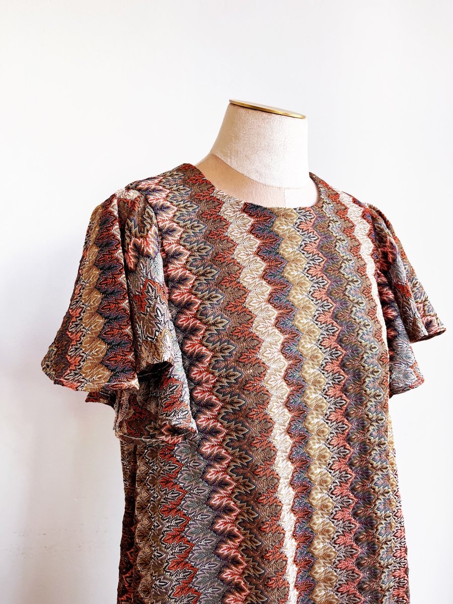 Zig - Zag Knit Chore Dress w/ Flutter Sleeve - Made X Hudson